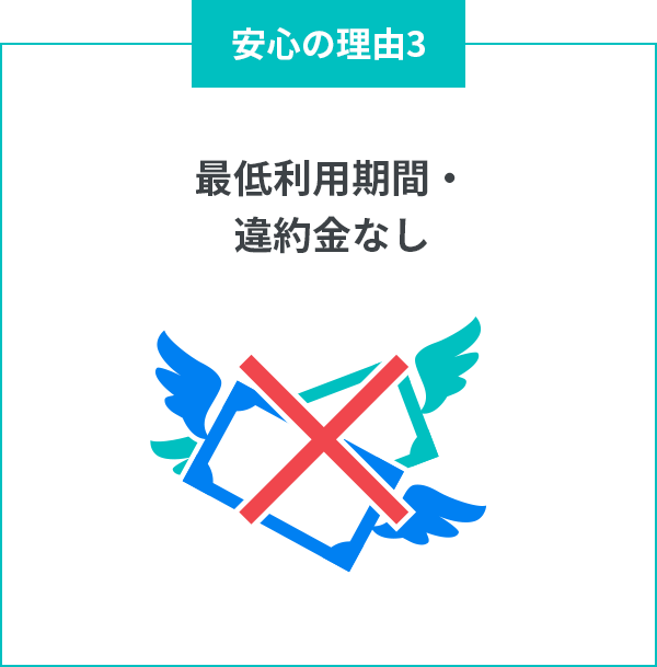 安心の理由３：最低利用期間・違約金なし